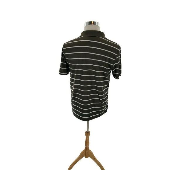PGA Tour Airflux Polo Shirt Mens Medium Short Sleeve Striped Quarter Button Golf - Picture 5 of 8